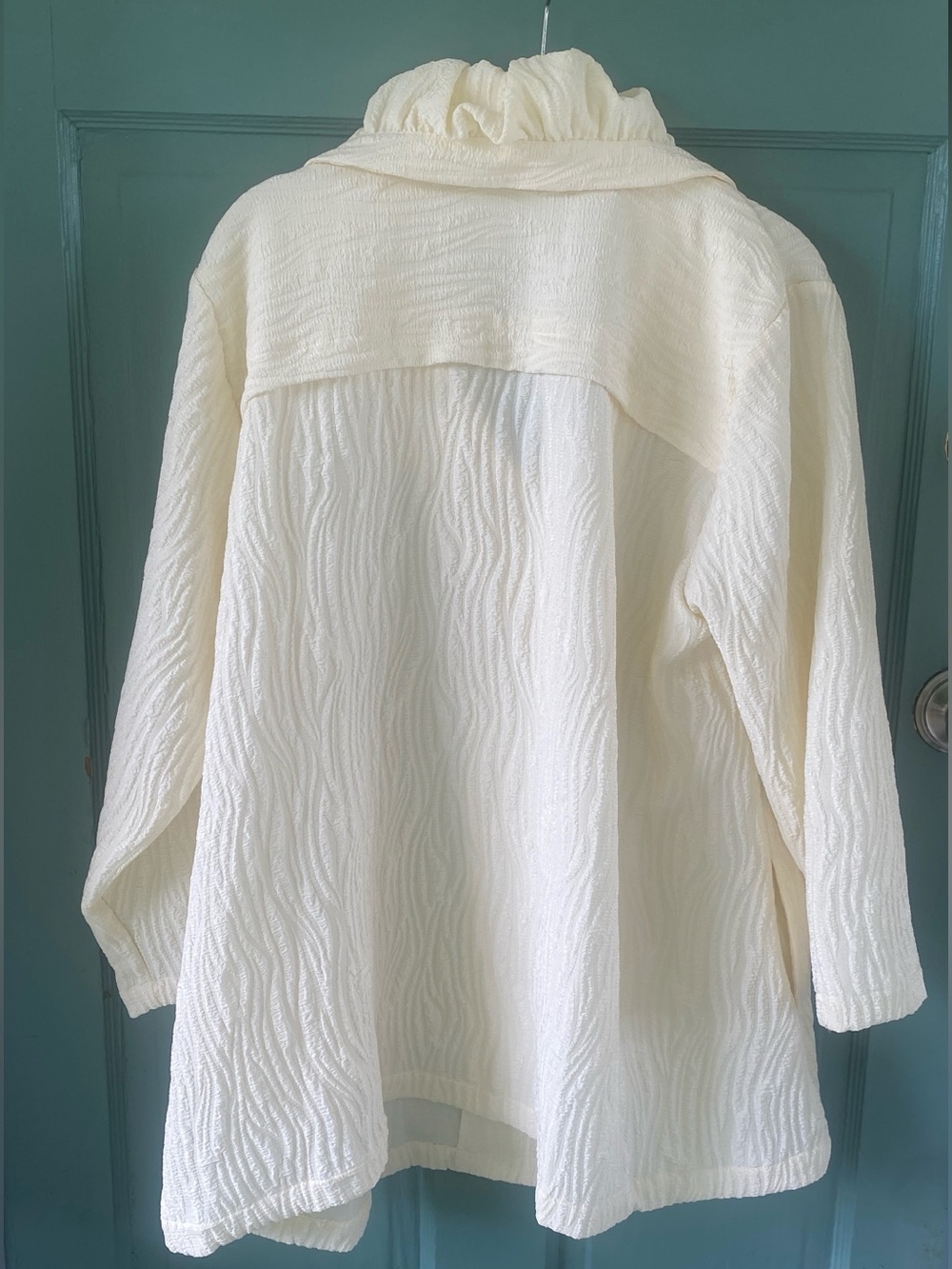 Multiples cream ruffled collar formal jacket big buttons 3/4 sleeve XL - Picture 12 of 16